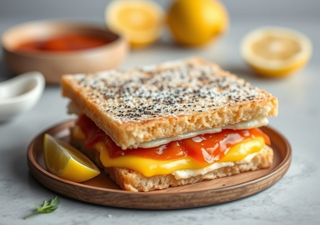 Indische lekkerbeksandwich, AI-gegenereerde illustratie