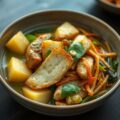 Indonesische filets met kokosroerbakschotel