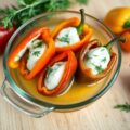 Ingelegde, gevulde zoete paprika’s