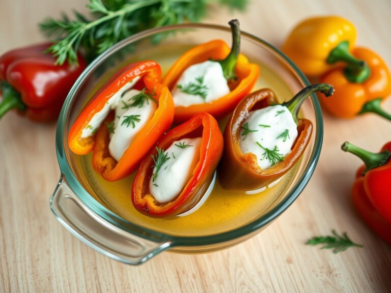 Ingelegde, gevulde zoete paprika’s