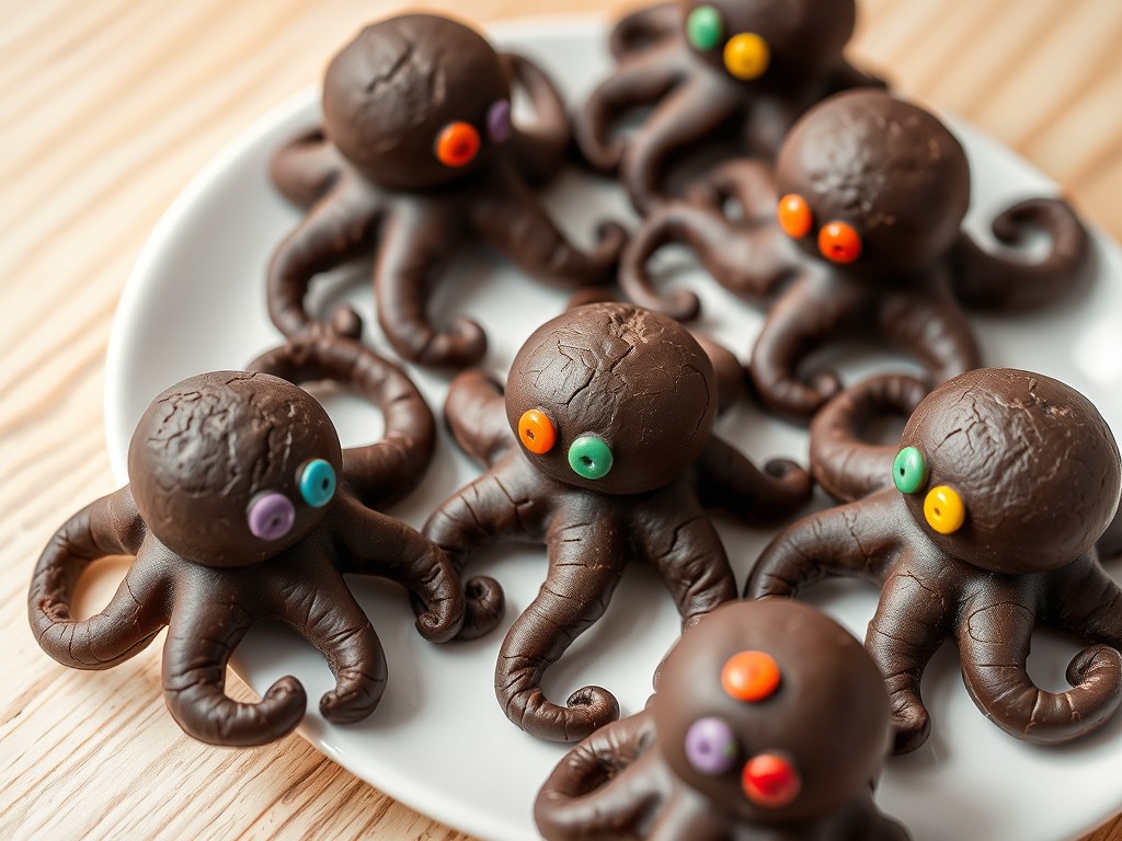 Inktvissen van chocolade, AI-gegenereerde illustratie