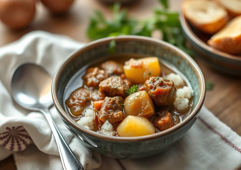 Irish stew (Ierse stoofpot) — AI-gegenereerde illustratie