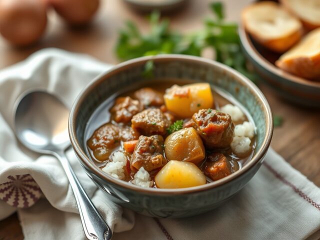 Irish stew (Ierse stoofpot) — AI-gegenereerde illustratie