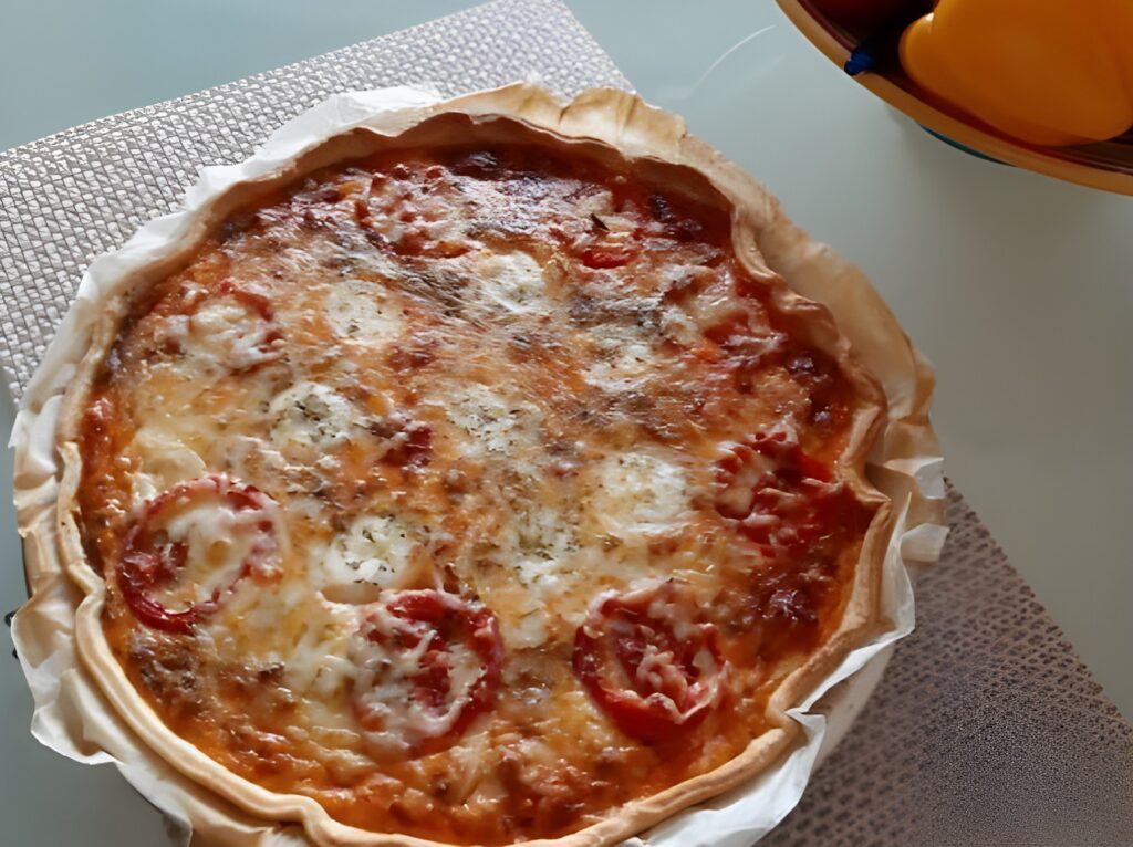 Italiaanse gehaktquiche met tomaten en mozzarella
