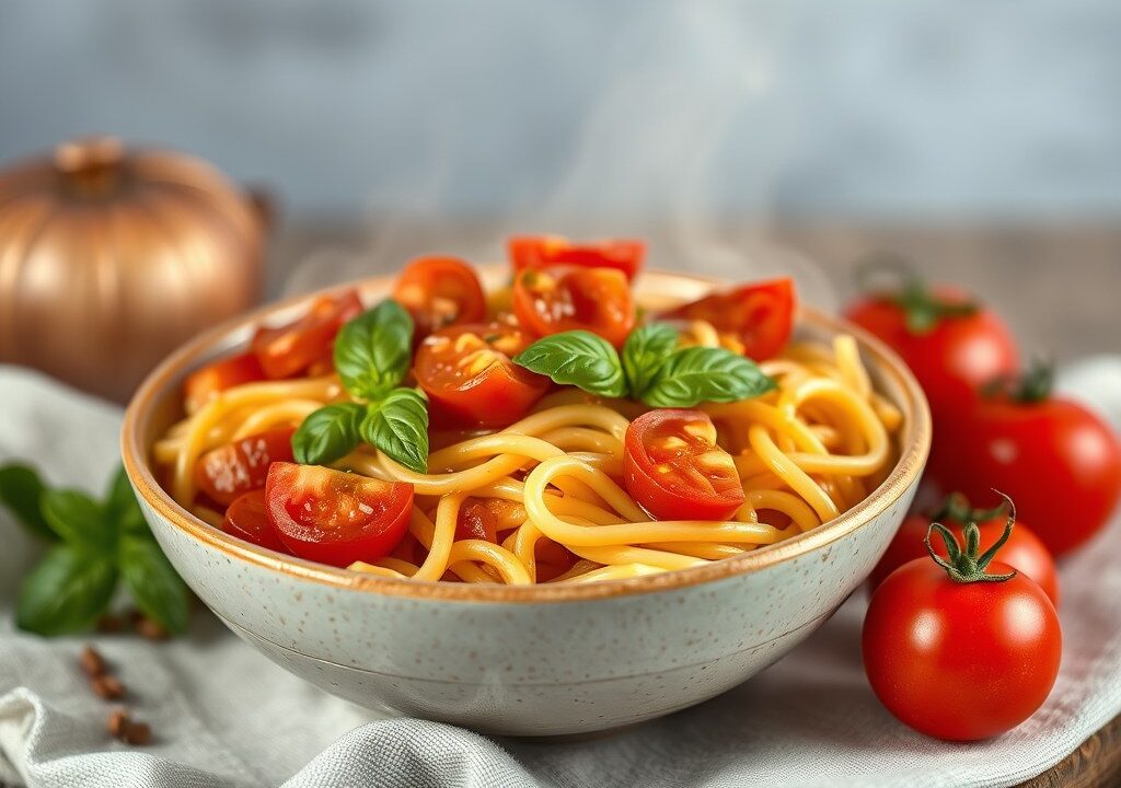Italiaanse maaltijdsoep met pasta, AI-gegenereerde illustratie