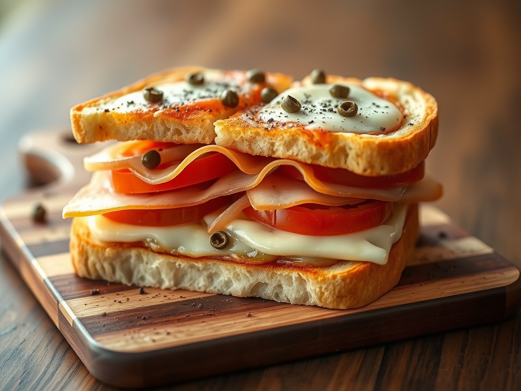 Italiaanse pizzaburger, AI-gegenereerde illustratie
