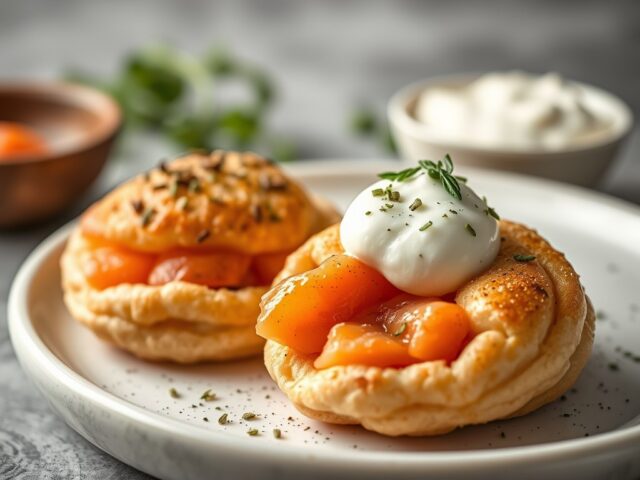 Italiaanse poffertjes met zalm — AI-gegenereerde illustratie