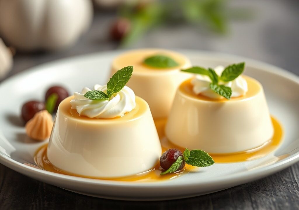 Italiaanse roompuddinkjes (panna cotta) — AI-gegenereerde illustratie