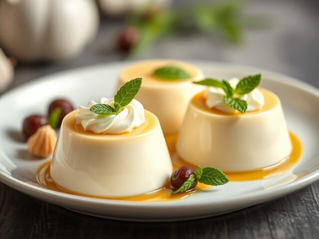 Italiaanse roompuddinkjes (panna cotta) — AI-gegenereerde illustratie