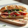 Italiaanse sandwich met Parmaham en rucola