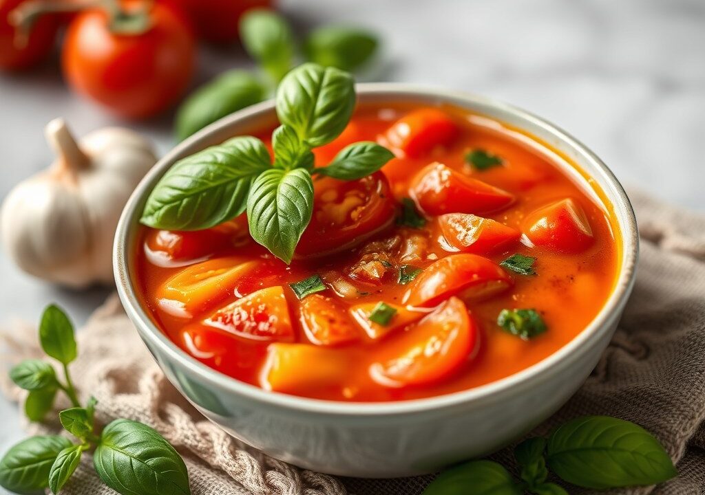 Italiaanse tomatensoep, AI-gegenereerde illustratie
