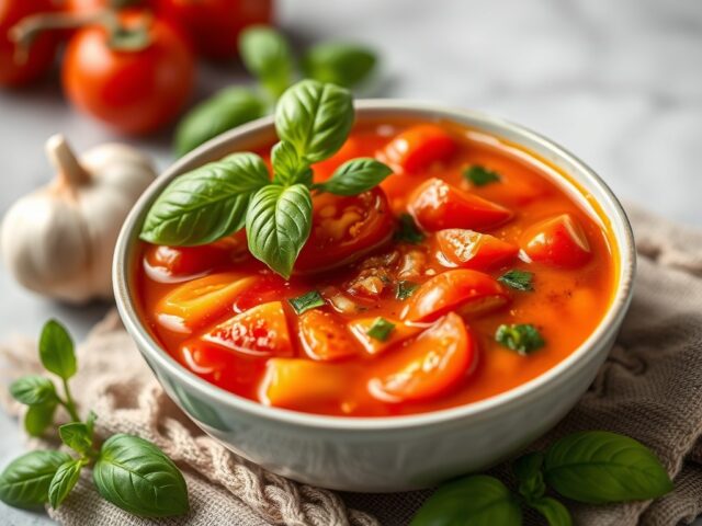 Italiaanse tomatensoep — AI-gegenereerde illustratie