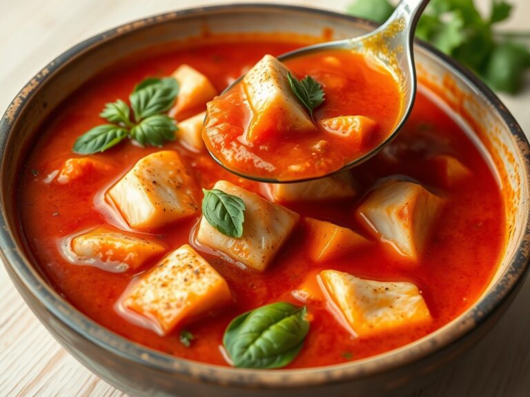 Italiaanse tomatensoep met vis