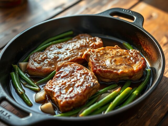 jachtpannetje sperziebonen met hamlapjes