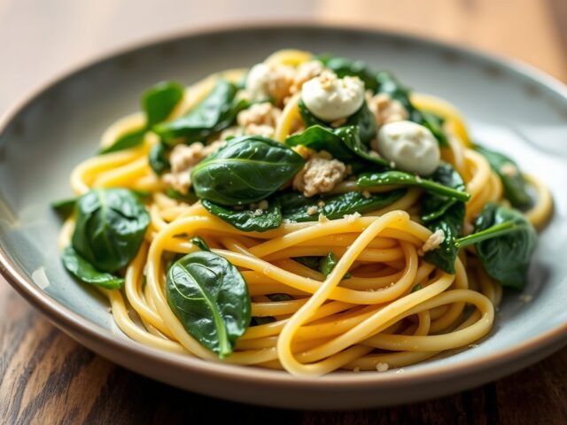 Jamie’s Tagliatelle met spinazie, mascarpone etc
