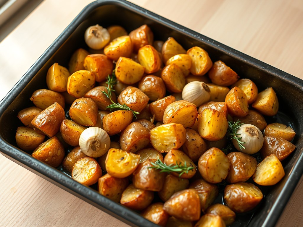 Japanse aardappelen uit de oven, AI-gegenereerde illustratie