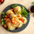 Japanse eierwraps met garnalen