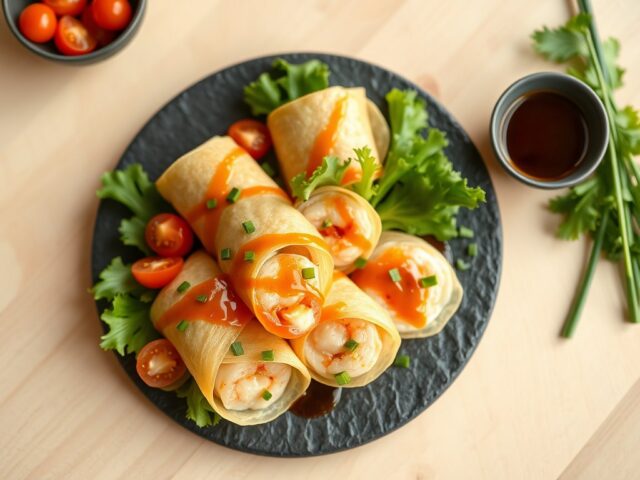 Japanse eierwraps met garnalen