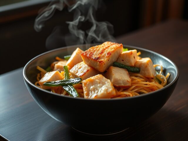 Japanse wokschotel met zalm