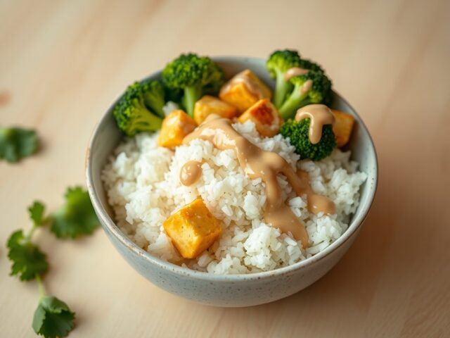 Jasmijnrijst met krokante tofu en broccoli