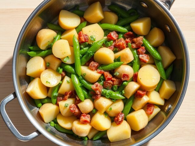 Jonge aardappel en peultjeswok