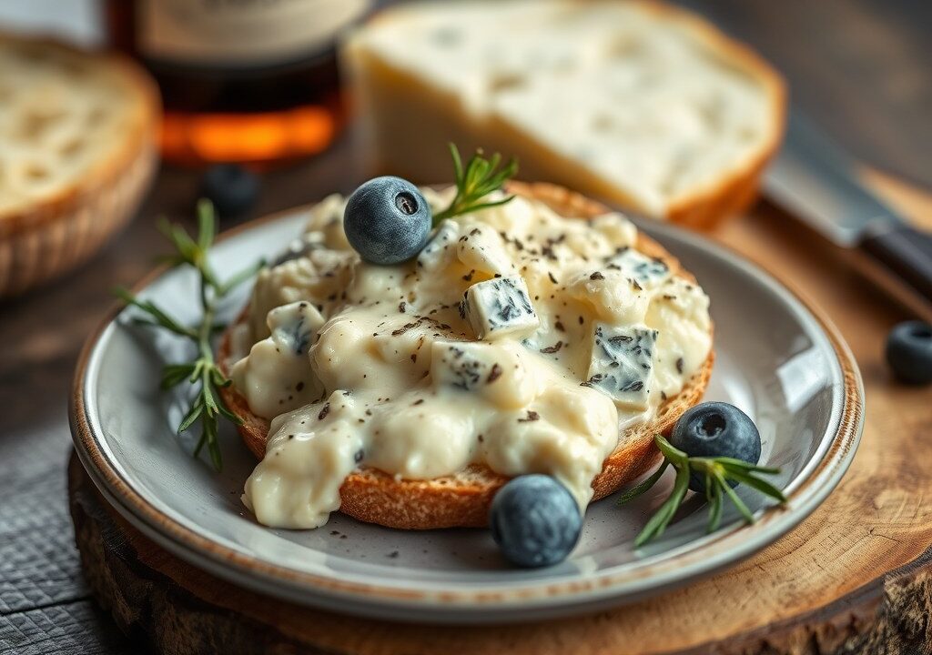 Kaas met cognac (Crema de cabrales al coñac) — AI-gegenereerde illustratie