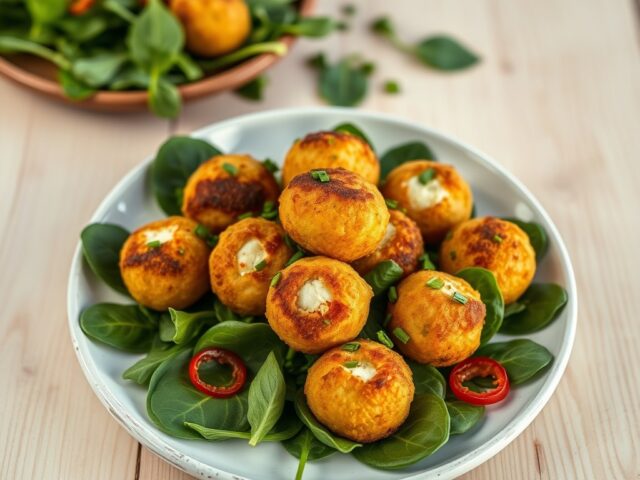 Kaasballetjes met spinazie