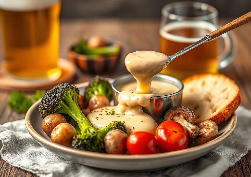 Kaasfondue met bokbier, AI-gegenereerde illustratie