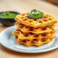 Kaaswafels met pesto van groene kruiden