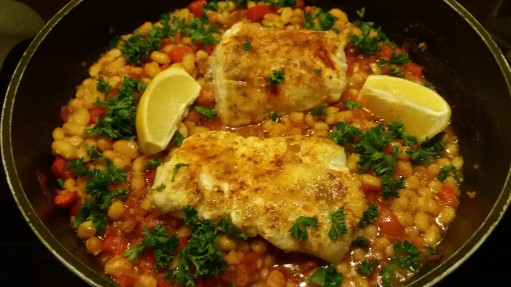 Spaanse ovenschotel met kabeljauw en chorizo