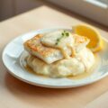Kabeljauw met aardappel puree.