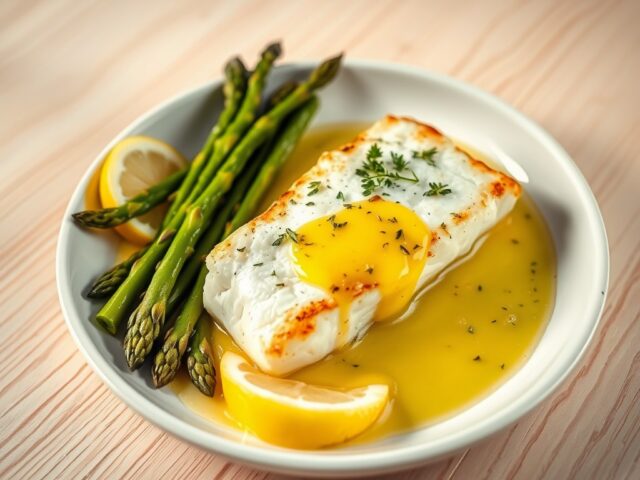 Kabeljauw met asperges en Brugge boter