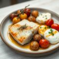 Kabeljauw met gekonfijte aardappeltjes en mozzarel