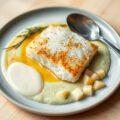 Kabeljauw met lente-ui puree en mosterdsaus