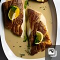 Kabeljauwfilet met bacon in witte-wijn-pernodsaus