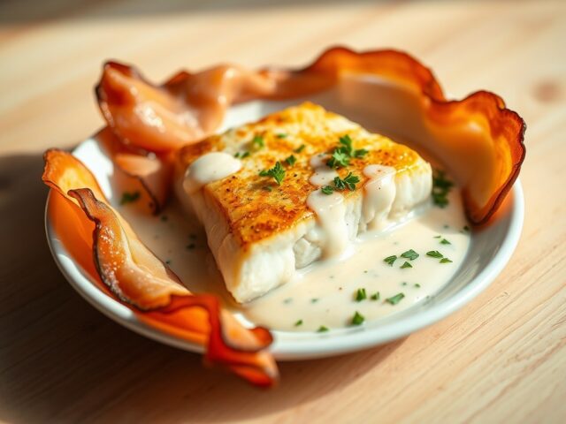 Kabeljauwfilet met ontbijtspek