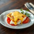 Kabeljauwhaasje met tomaten en kaas