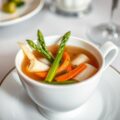 Kalfsbouillon met bisquitrolletjes