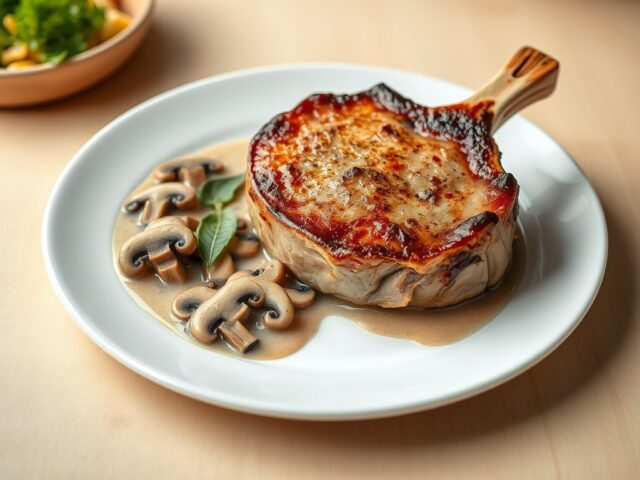 Kalfskotelet met champignonsaus