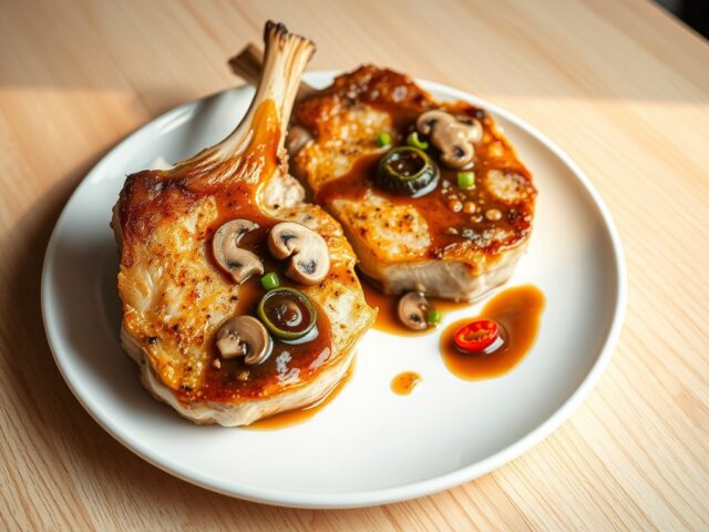 Kalfskoteletjes met shiitake-jus