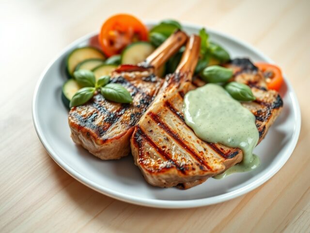 Kalfskoteletten met basilicumsaus