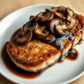 Kalfslapje met mosterd en champignons