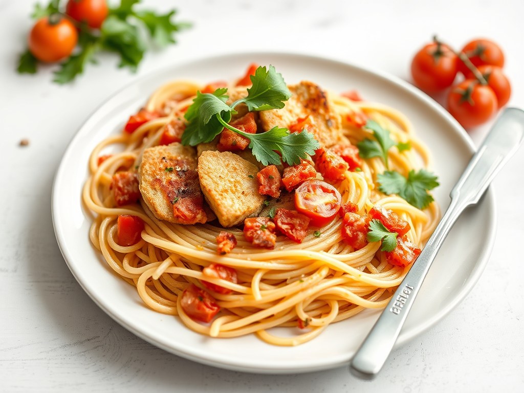 Kalfslapjes met spaghetti Milanese, AI-gegenereerde illustratie