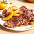 Kalfslever met appel en rozijnen