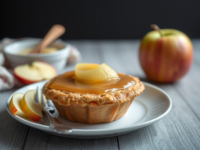 Kalfsoesters met appelsaus en hartig gevulde appel — AI-gegenereerde illustratie