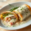 Kalfsrolletje gevuld met asperges, kaas en ham