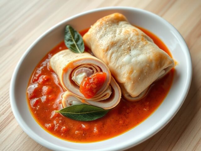kalfsrolletjes met tomatensaus