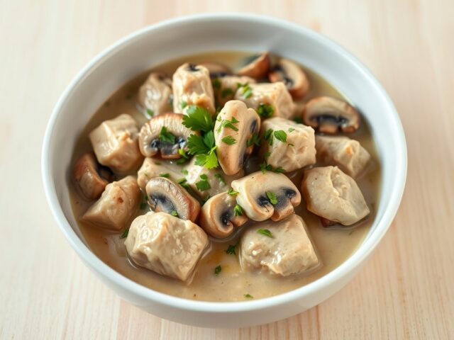 Kalfsvleesragout met champignons en verse kruiden