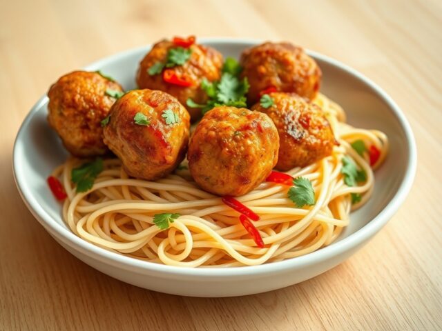 Kalkoenballetjes met Thaise noedels