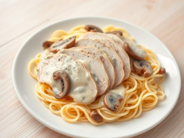 Kalkoenfilet in champignon- roomsaus